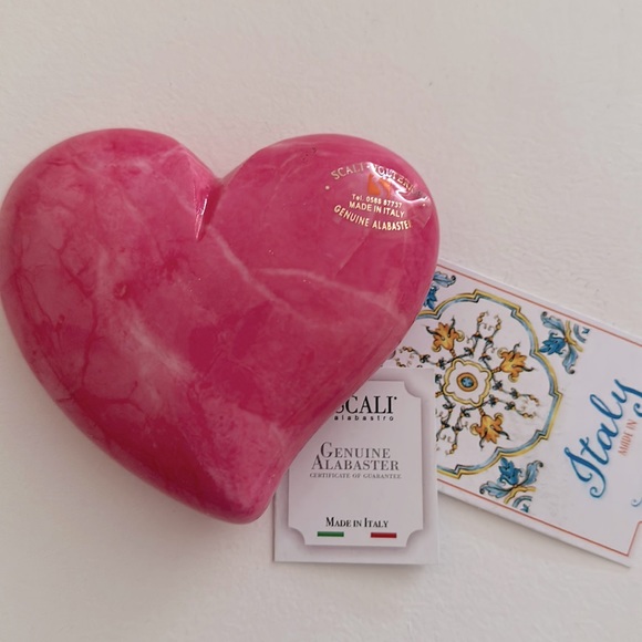 Pink Heart Alabaster Made in Italy NWT - Picture 1 of 4